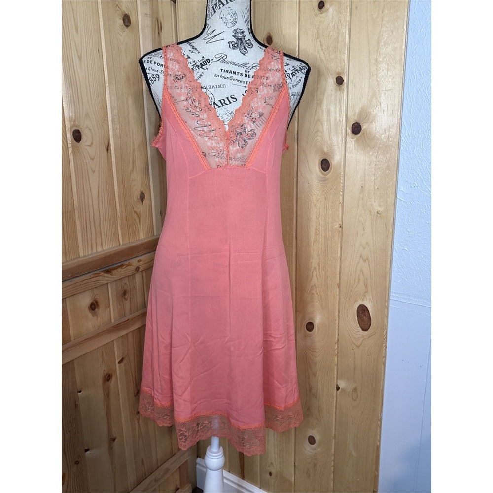 Vintage Mode Chic Barbie Pink Slip Dress Lace Coquette Large